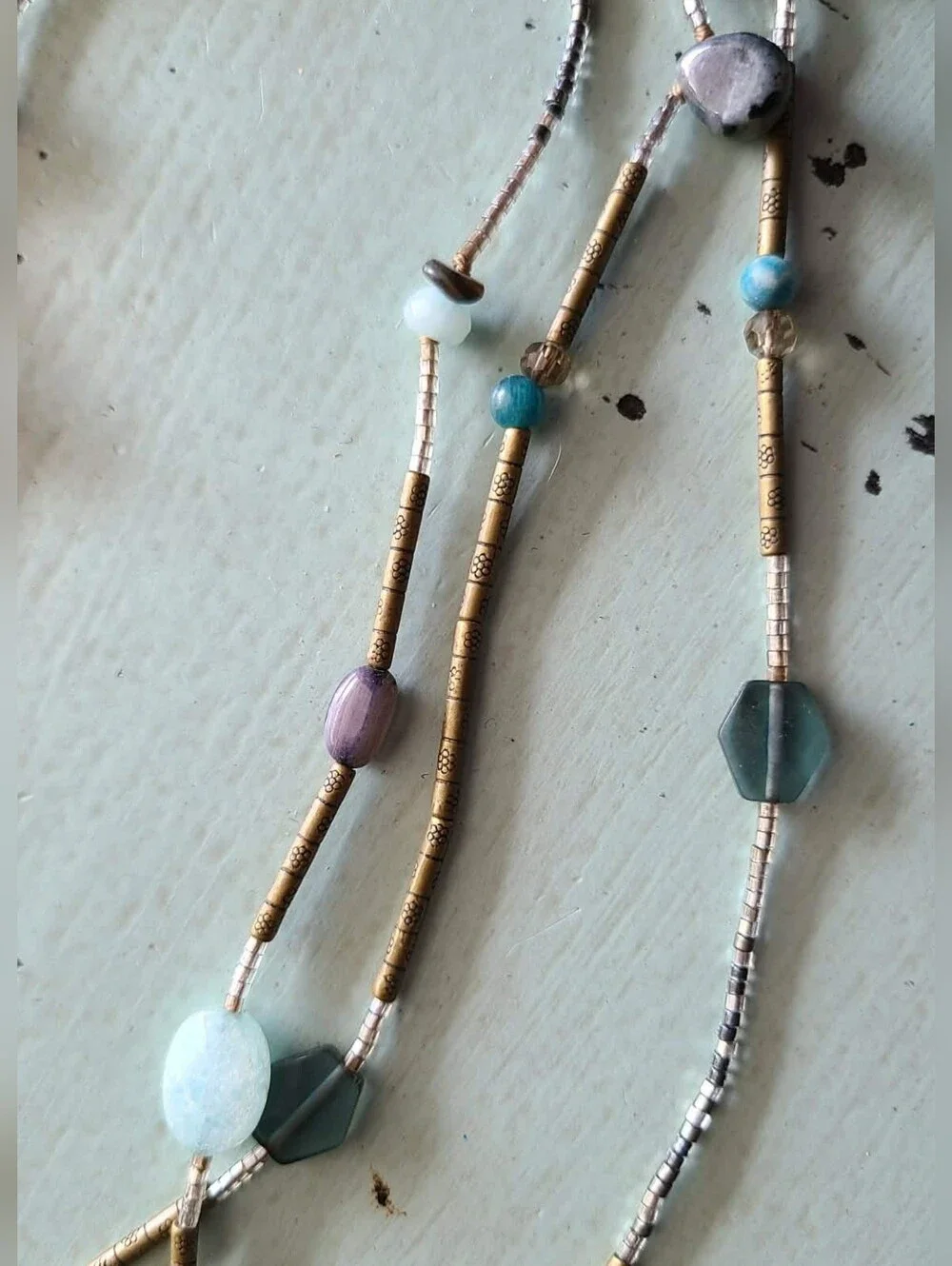 Silpada 60in Multi Colored Beads And Stones Long Wrap  Necklace